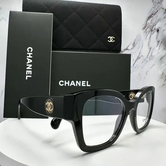 New CHANEL Eyeglasses 53mm Glasses Butterfly Gold CC Womens - Picture 3 of 16